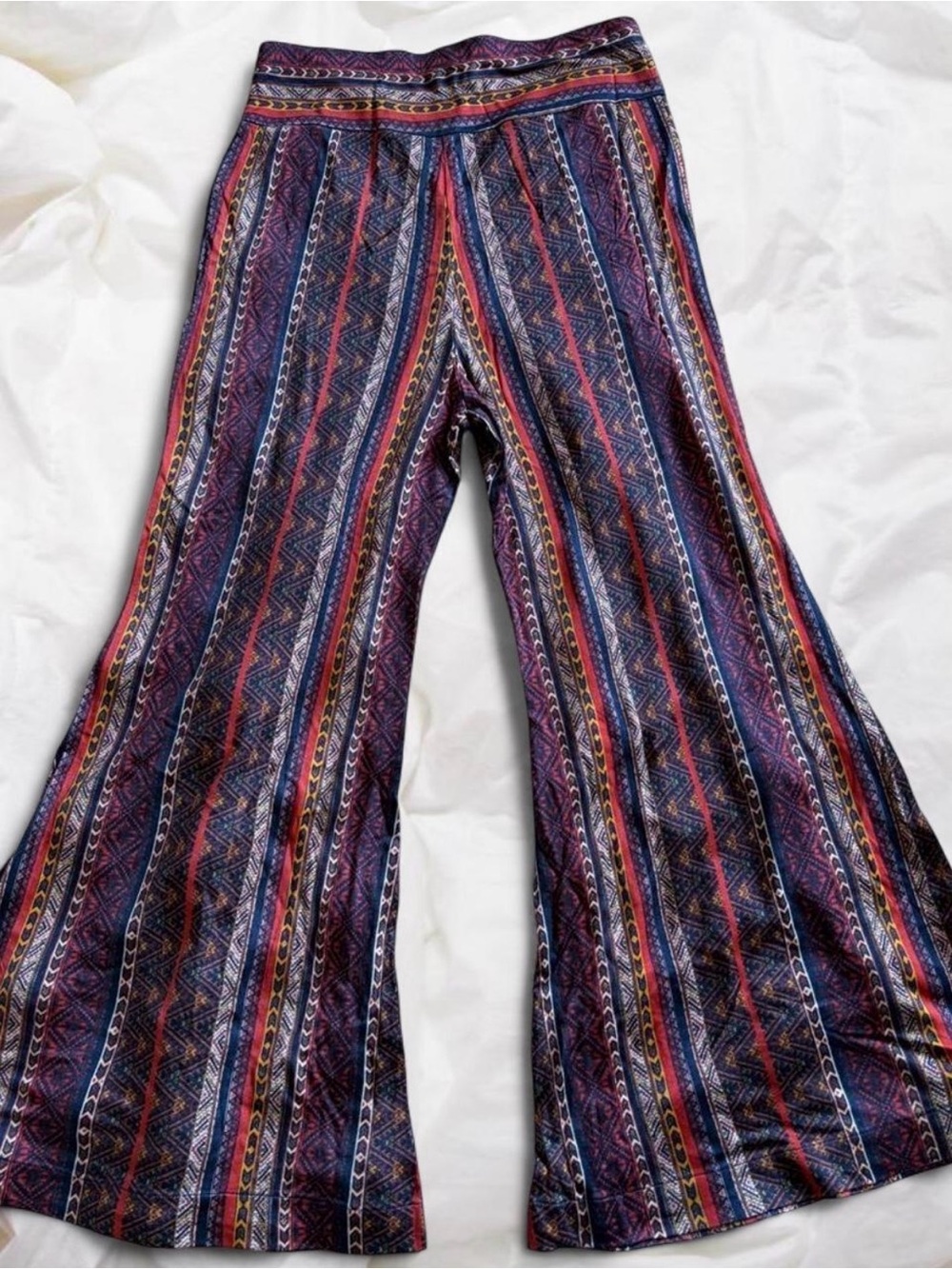 Free People Multicolored Geometric / Boho / Tribal  Wide-Leg Flared Pants XS - Picture 4 of 6